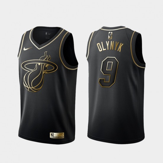 Miami Heat Kelly Olynyk 9 Nike Golden Edition Black NBA Jersey Swingman