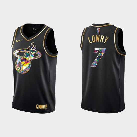 Miami Heat Kyle Lowry 7 Nike 2021 2022 Golden Edition 75th Anniversary Diamond Black NBA Jersey Swingman