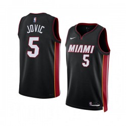 Miami Heat Nikola Jovic 5 Nike 2022 2023 Icon Edition Black NBA Jersey Swingman