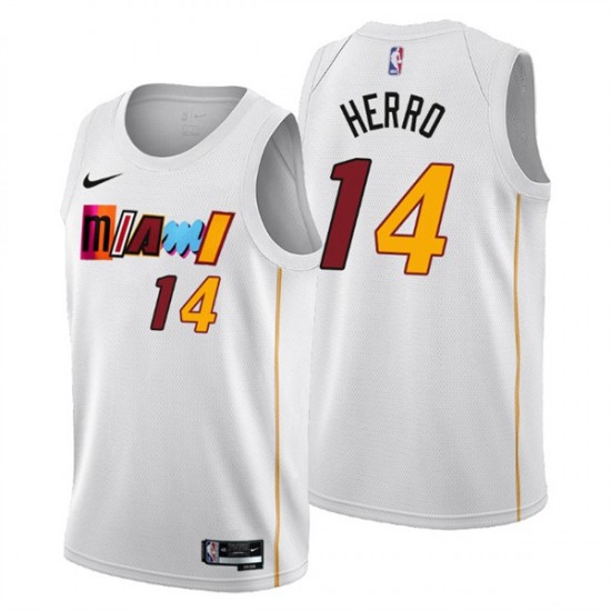 Miami Heat Tyler Herro 14 Nike 2022 2023 City Edition White NBA Jersey Swingman