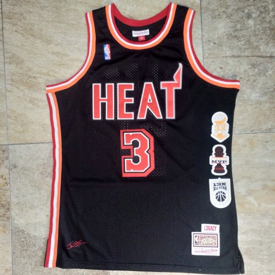 Miami Heat WADE 3 Retro Mitchellness Black NBA Jersey Swingman