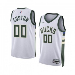 Milwaukee Bucks Custom Nike 2022 2023 Association Edition White NBA Jersey Swingman