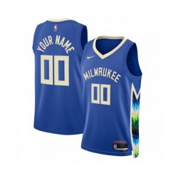 Milwaukee Bucks Custom Nike City Edition 2022-2023 Blue NBA Jersey Swingman