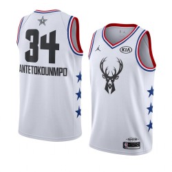 Milwaukee Bucks Giannis Antetokounmpo 34 2019 All Star Jordan Brand White NBA Jersey Swingman