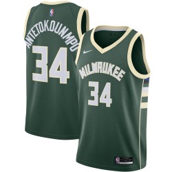 Milwaukee Bucks Giannis Antetokounmpo 34 2020 2021 Nike Icon Edition NBA Jersey Swingman