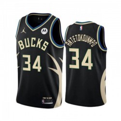 Milwaukee Bucks Giannis Antetokounmpo 34 Jordan Statement Edition 2022-2023 Black NBA Jersey Swingman