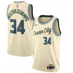 Milwaukee Bucks Giannis Antetokounmpo 34 Nike 2019 2020 City Edition NBA Jersey Swingman