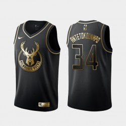 Milwaukee Bucks Giannis Antetokounmpo 34 Nike Golden Edition Black NBA Jersey Swingman