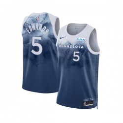 Minnesota Timberwolves Anthony Edwards 5 Nike 2023 2024 City Edition Blue NBA Jersey Swingman