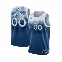 Minnesota Timberwolves Custom Nike 2023 2024 City Edition Blue NBA Jersey Swingman