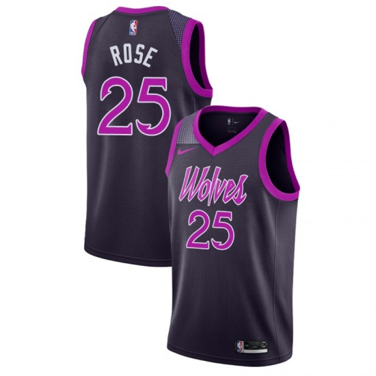 Minnesota Timberwolves Derrick Rose 25 2018 2019 Nike City Edition Purple NBA Jersey Swingman