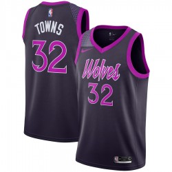 Minnesota Timberwolves Karl-Anthony Towns 32 2018 2019 Nike City Edition Purple NBA Jersey Swingman