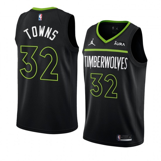 Minnesota Timberwolves Karl-Anthony Towns 32 Jordan 2022 2023 Statement Edition Black NBA Jersey Swingman