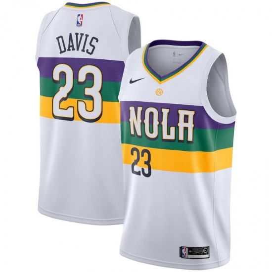 New Orleans Pelicans Anthony Davis 23 2018 2019 Nike City Edition White NBA Jersey Swingman