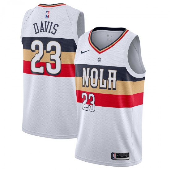 New Orleans Pelicans Anthony Davis 23 2018 2019 Nike White NBA Jersey Swingman