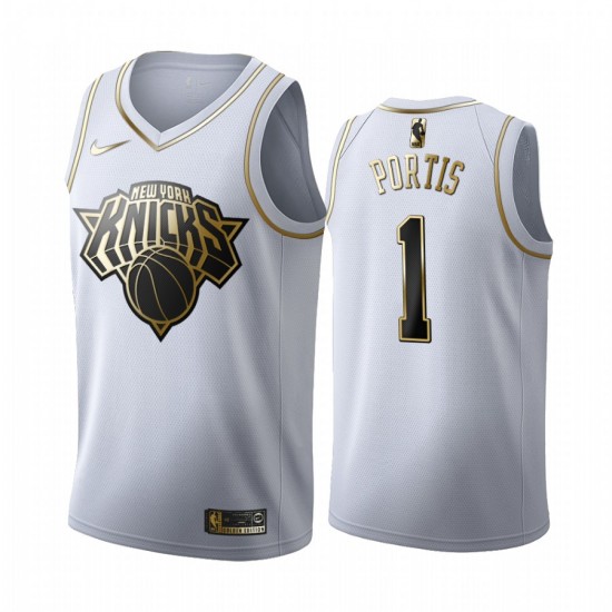 New York Knicks Bobby Portis 1 Nike 2019 2020 Golden Edition White NBA Jersey Swingman