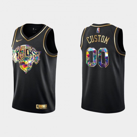 New York Knicks Custom Nike 2021 2022 Golden Edition 75th Anniversary Diamond Black NBA Jersey Swingman