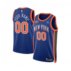 New York Knicks Custom Nike 2023 2024 City Edition Blue NBA Jersey Swingman