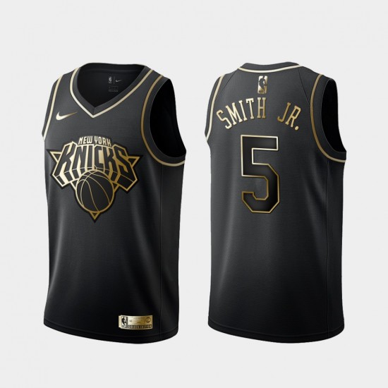 New York Knicks Dennis Smith Jr. 5 Nike Golden Edition Black NBA Jersey Swingman