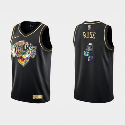 New York Knicks Derrick Rose 4 Nike 2021 2022 Golden Edition 75th Anniversary Diamond Black NBA Jersey Swingman