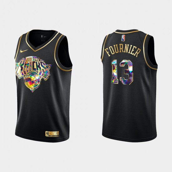 New York Knicks Evan Fournier 13 Nike 2021 2022 Golden Edition 75th Anniversary Diamond Black NBA Jersey Swingman