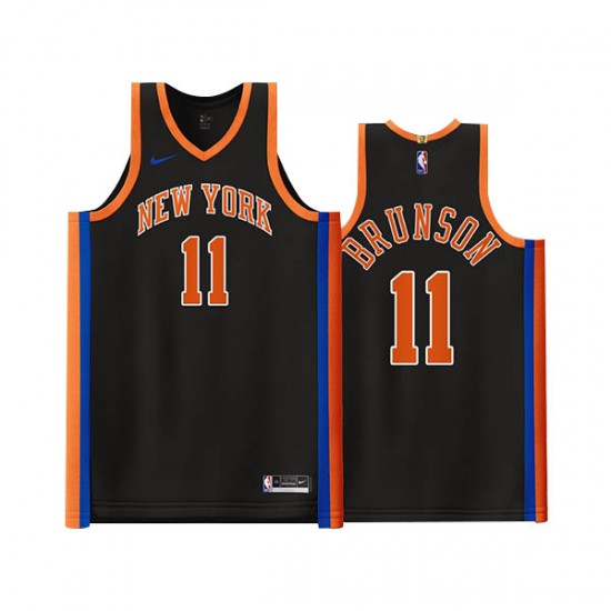 New York Knicks Jalen Brunson 11 Nike 2022 2023 City Edition Black NBA Jersey Swingman