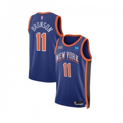 New York Knicks Jalen Brunson 11 Nike 2023 2024 City Edition Blue NBA Jersey Swingman