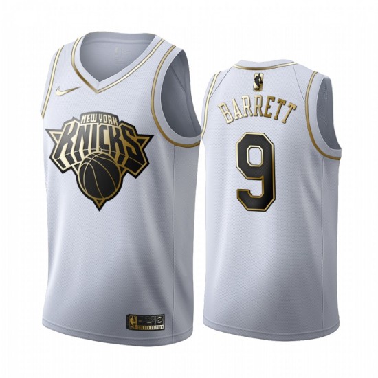 New York Knicks RJ Barrett 9 Nike 2019 2020 Golden Edition White NBA Jersey Swingman