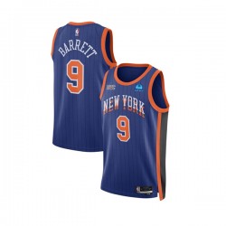 New York Knicks RJ Barrett 9 Nike 2023 2024 City Edition Blue NBA Jersey Swingman