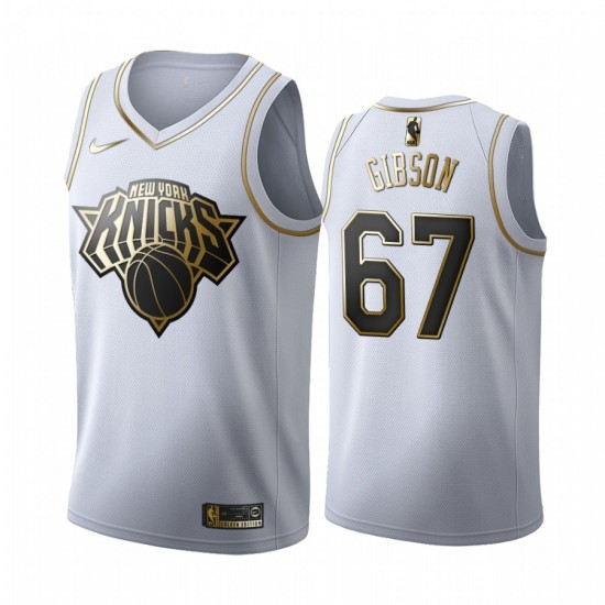 New York Knicks Taj Gibson 67 Nike 2019 2020 Golden Edition White NBA Jersey Swingman