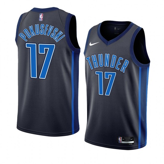 Oklahoma City Thunder Aleksej Pokusevski 17 Nike 2022 2023 City Edition Black NBA Jersey Swingman