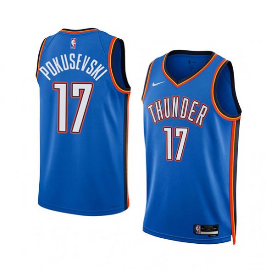 Oklahoma City Thunder Aleksej Pokusevski 17 Nike 2022 2023 Icon Edition Blue NBA Jersey Swingman