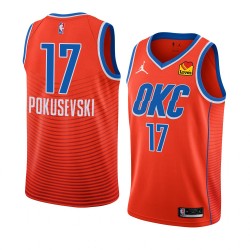 Oklahoma City Thunder Aleksej Pokusevski 17 Nike 2022 2023 Statement Edition Orange NBA Jersey Swingman