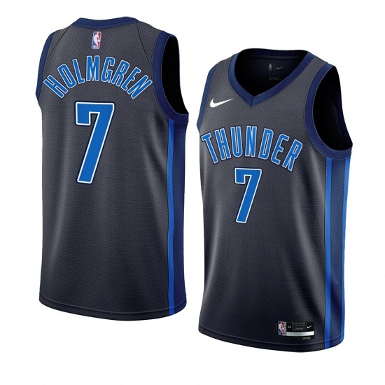 Oklahoma City Thunder Chet Holmgren 7 Nike 2022 2023 City Edition Black NBA Jersey Swingman