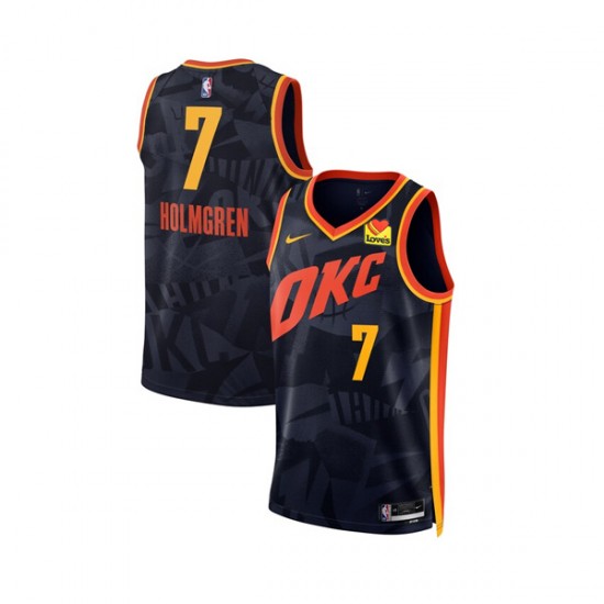 Oklahoma City Thunder Chet Holmgren 7 Nike 2023 2024 City Edition Navy NBA Jersey Swingman