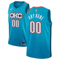 Oklahoma City Thunder Custom 2018 2019 Nike City Edition Blue NBA Jersey Swingman