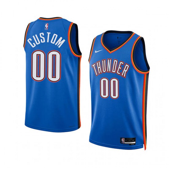 Oklahoma City Thunder Custom Nike 2022 2023 Icon Edition Blue NBA Jersey Swingman