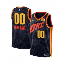 Oklahoma City Thunder Custom Nike 2023 2024 City Edition Navy NBA Jersey Swingman