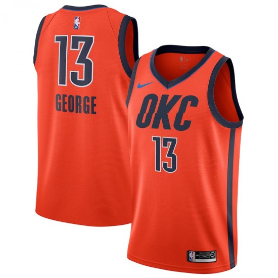 Oklahoma City Thunder Paul George 13 2018 2019 Nike Orange NBA Jersey Swingman