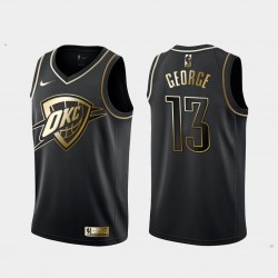 Oklahoma City Thunder Paul George 13 Nike Golden Edition Black NBA Jersey Swingman