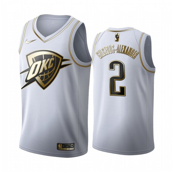 Oklahoma City Thunder Shai Gilgeous-Alexander 2 Nike 2019 2020 Golden Edition White NBA Jersey Swingman