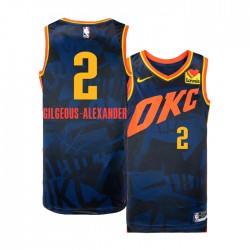 Oklahoma City Thunder Shai Gilgeous-Alexander 2 Nike 2023 2024 City Edition Navy NBA Jersey Swingman