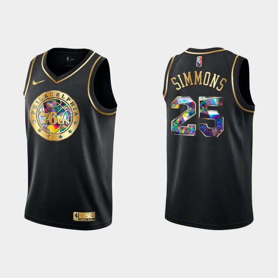 Philadelphia 76ers Ben Simmons 25 Nike 2021 2022 Golden Edition 75th Anniversary Diamond Black NBA Jersey Swingman