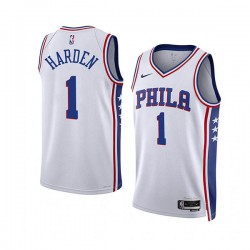 Philadelphia 76ers James Harden 1 Nike 2022 2023 Association Edition White NBA Jersey Swingman