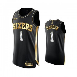 Philadelphia 76ers James Harden 1 Nike 2022 Golden Edition Black NBA Jersey Swingman