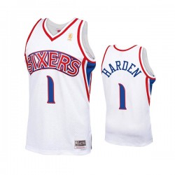 Philadelphia 76ers James Harden 1 Nike 2022 Hardwood Classics White NBA Jersey Swingman