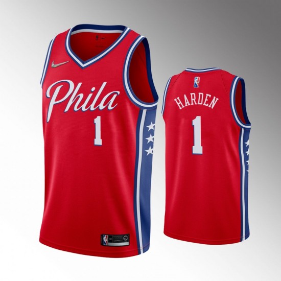 Philadelphia 76ers James Harden 1 Nike 2022 Statement Edition Red NBA Jersey Swingman