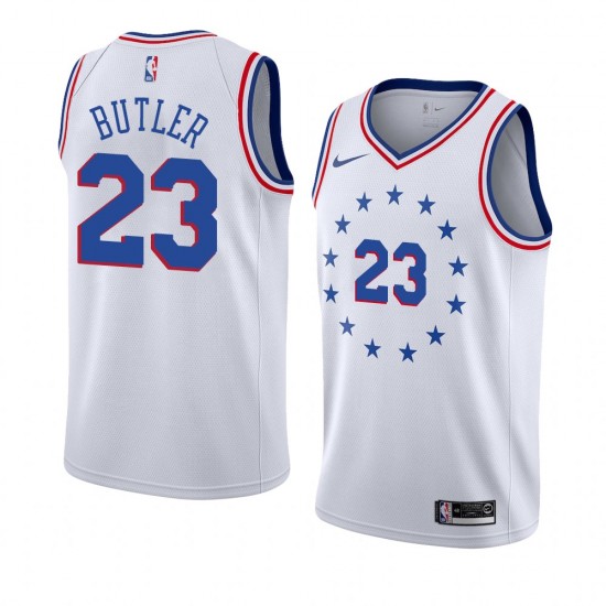 Philadelphia 76ers Jimmy Butler 23 2018 2019 Nike White NBA Jersey Swingman