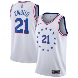 Philadelphia 76ers Joel Embiid 21 2018 2019 Nike White NBA Jersey Swingman