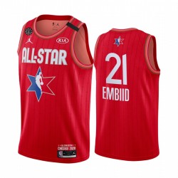 Philadelphia 76ers Joel Embiid 21 2020 All Star Jordan Brand Red NBA Jersey Swingman